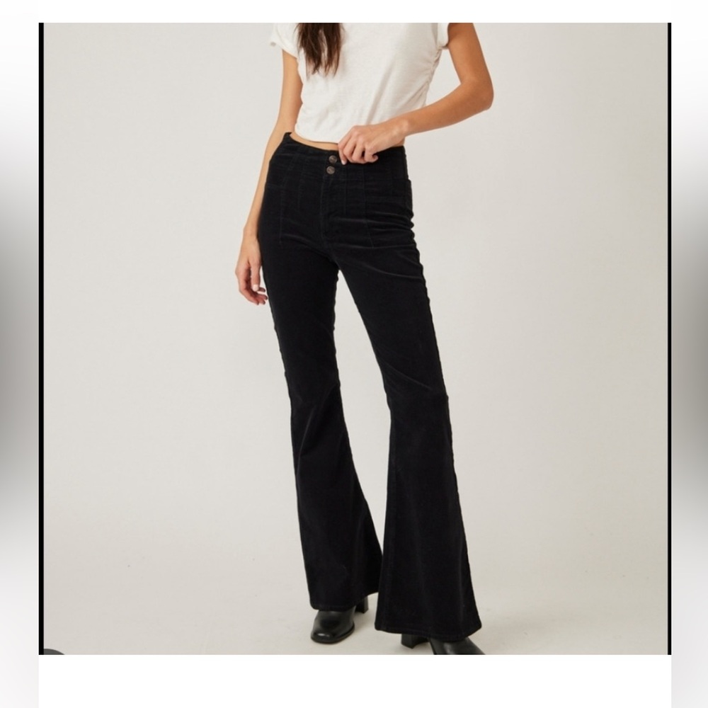 We The Free Jayde Black Flared Corduroy Pants Size 29